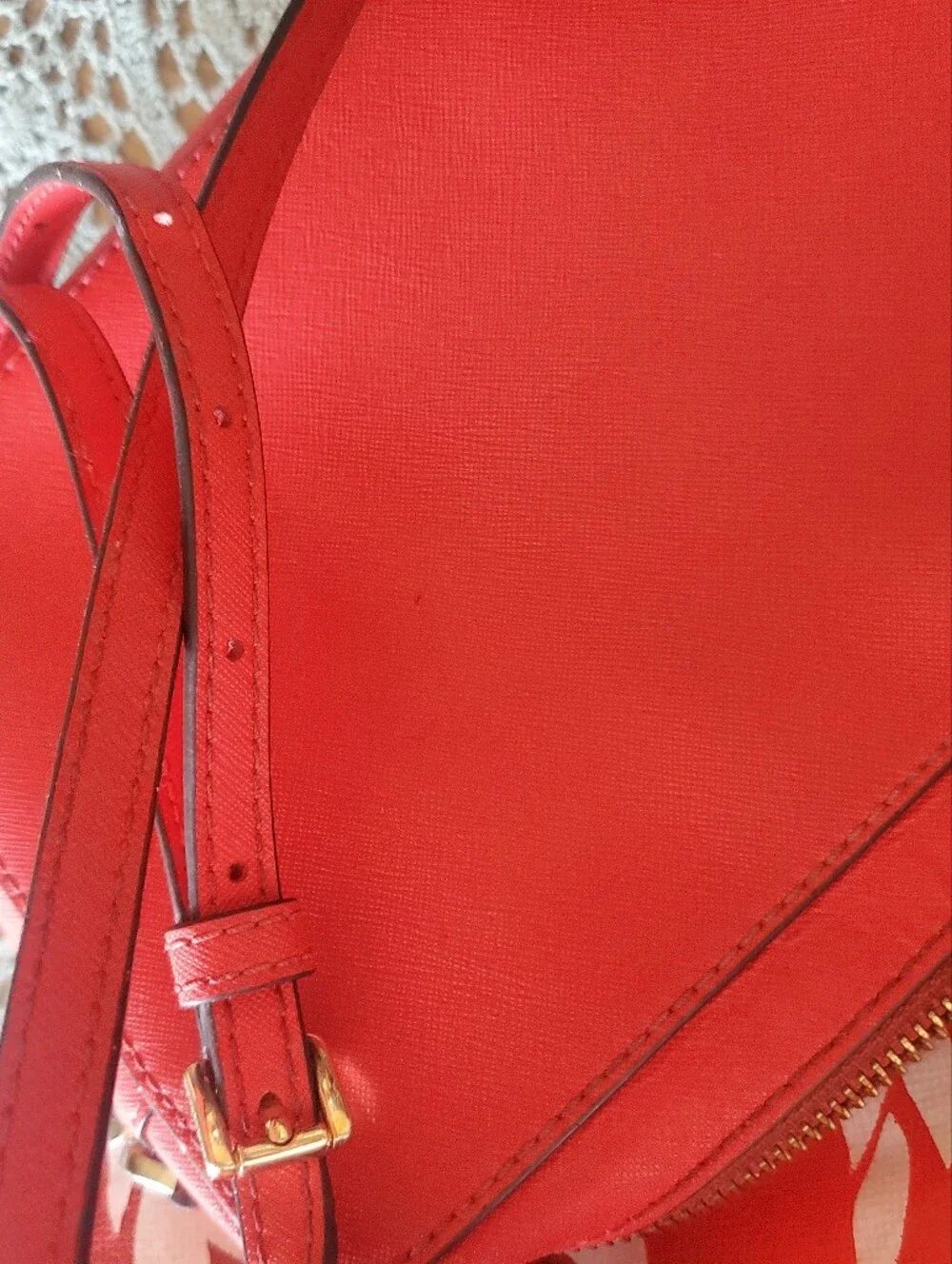 Michael Kors Red Crossbody Camera Bag with Gold Logo